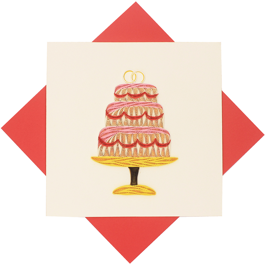 Quilled Wedding Cake Card